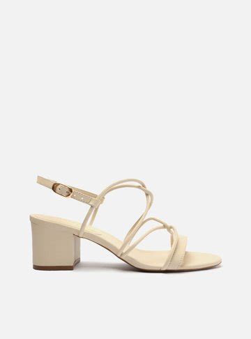 Sandália Nude Salto Bloco Tiras Enlace Arezzo