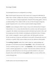 Exploring Gender Sociology Understanding Sex And Gender Roles Course Hero