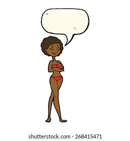 Cartoon Woman Bikini Speech Bubble Stock Vector Royalty Free