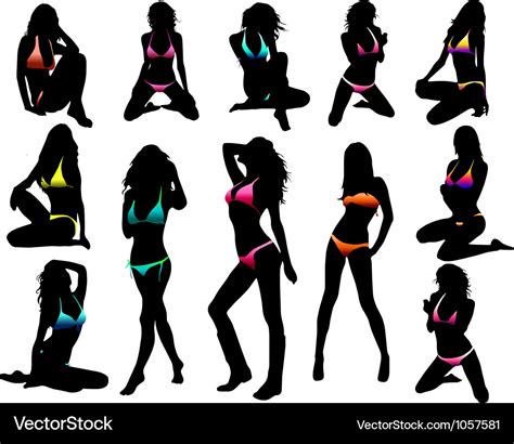 Bikini Girls Silhouette Royalty Free Vector Image