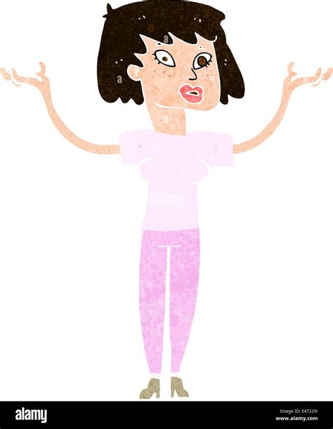 Cartoon Woman Holding Up Hands Stock Vector Image Art Alamy