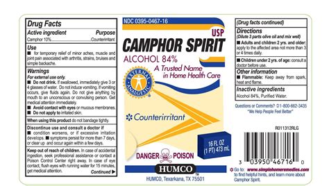 Humco Camphor Spirit Humco Holding Group Inc Camphor Natural