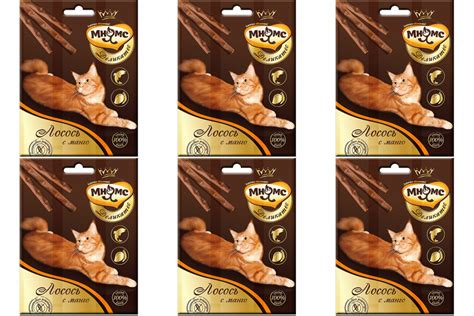 Мнямс Лакомство Деликатес лакомые палочки 9 см для кошек с лососем и ...