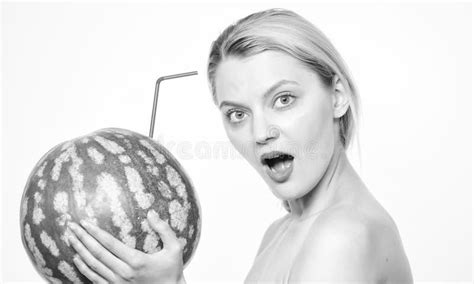 Watermelon Cocktail Beverage Girl Attractive Nude Drink Fresh Juice Whole Watermelon Cocktail