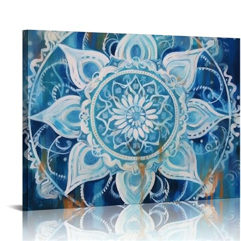 Nawypu Mandala In Blue Ii Canvas Wall Art Print Mandala Artwork