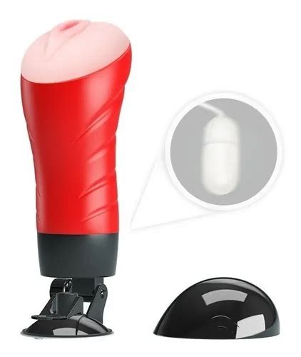 Masturbador Masculino Vagina Vibradora Con Soporte Y Sopapa Color Rojo Negro Env O Gratis