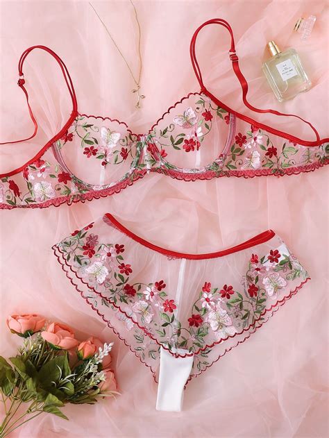 Embroidery Graphic Mesh Lingerie Set Artofit