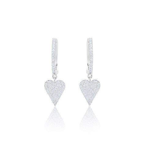 White Gold Diamond Heart Huggies Meira T Boutique