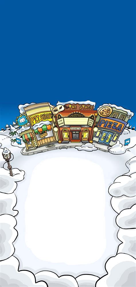 Club Penguin Plaza Wallpaper In 2023 Penguin Wallpaper Club Penguin