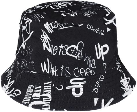 Czarny Kapelusz Dwustronny Bucket Hat W Dkarski Modny Moro Kap M