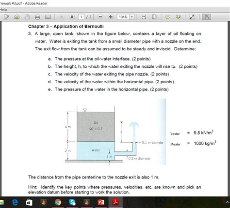 Solved A Large Open Tank Shown In The Figure Below Chegg