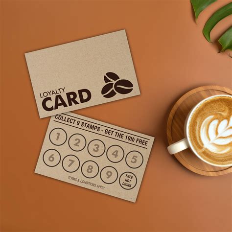 Rustic Kraft Paper Loyalty Reward Cards Coffee Shop Cafe Hotels Pubs