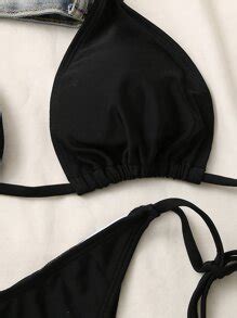 Shein Swim Basics Conjunto De Bikini Unicolor Sujetador De Tri Ngulo Halter Y Traje De Ba O De