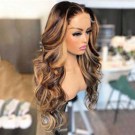 Ombre Highlight Honey Blonde With Dark Roots Body Wave HD Lace Front Wig Tinashehair
