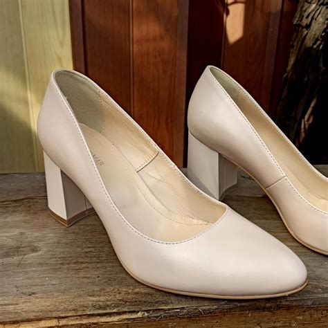 Pantofi Dama Piele Naturala Cu Toc Gros Nude Superia Boutique