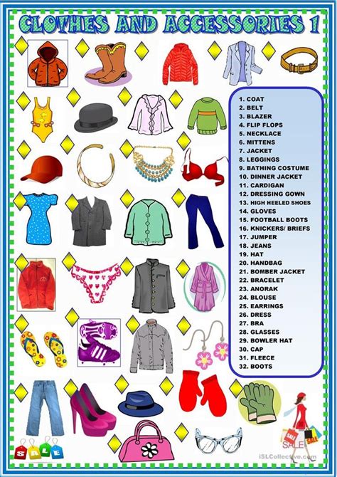 Clothes And Accessories Matching Worksheet Free Esl Printable