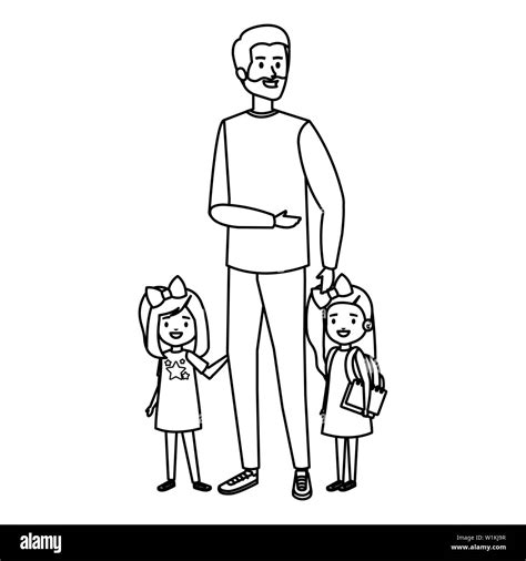 Happy Students Girls With Male Teacher Stock Vector Image And Art Alamy