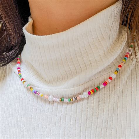 jual nyamannya necklace pearl kalung mutiara choker warna warni