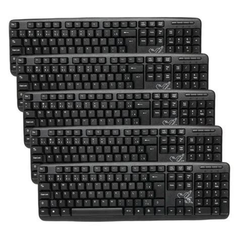 Kit 5 Un Teclado Padrão ABNT2 USB Preto Fio Maxprint Teclado