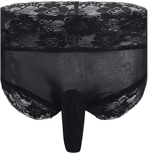 FEESHOW Herren Erotik Unterhose Spitze Dessous Transparent Bikini Slip Briefs Unterwäsche Shorts