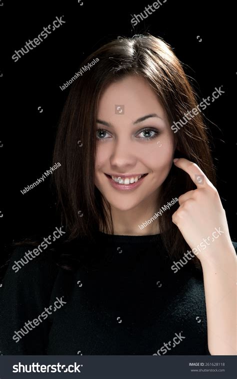Portrait Beautiful Sexy Brunette Girl On Stock Photo 261628118