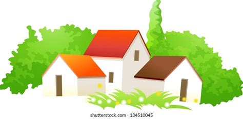 Vector Illustration Village Stock Vector (Royalty Free) 134510045