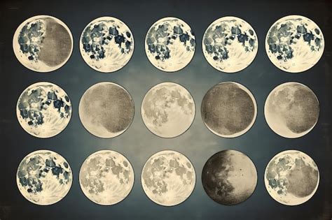 Premium Photo | Moon phases vintage poster generative ai