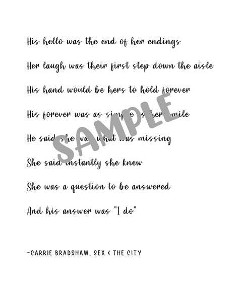 Sex The City Printable Carrie S Poem Etsy