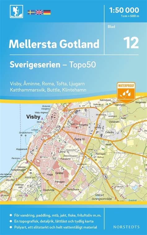 Mellersta Gotland Wanderkarte Schweden Topo Blatt