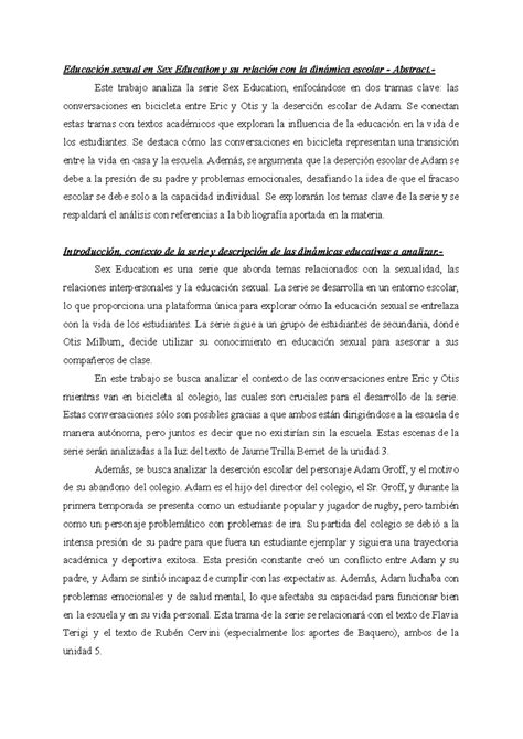 Primer Parcial Psico Educacional Educaci N Sexual En Sex Education Y Su Relaci N Con La