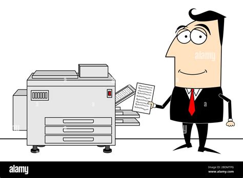 Cartoon Businessman And Copy Machine Stock Photo Alamy