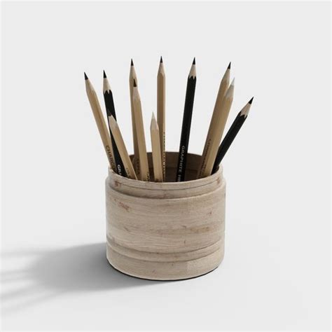 stylish pencil holder  model wooden texture