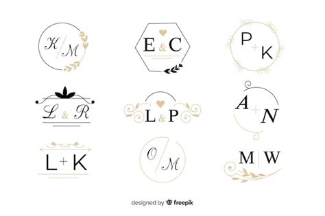 Colecci N De Monograma De Boda Ornamental Vector Gratis