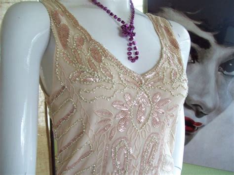 Nude Blush Flapper Dress Roaring S Great Gatsby Par Gem