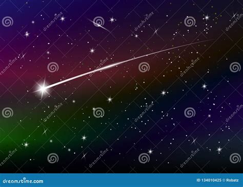 Shooting Star Background Against Dark Blue Starry Night Sky Vector