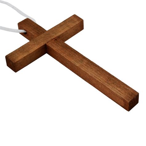 Croix Daube En Bois Foncé Pour Communion Sur Cordon 10cm