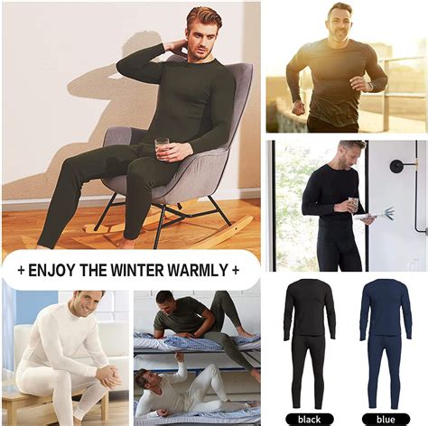 Zando Mens Soft Thermal Underwear Set Winter Fleece Lined Thermal Shirt