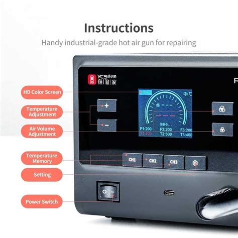 R Ycs Pro Hot Air Intelligent Rework Station W Na May Nozzles Para Sa Mobile Phone