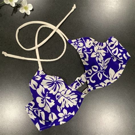 Venus Swim Vintage S Venus Floral Underwire Triangle Bikini Top Hawaiian Hibiscus C Cup