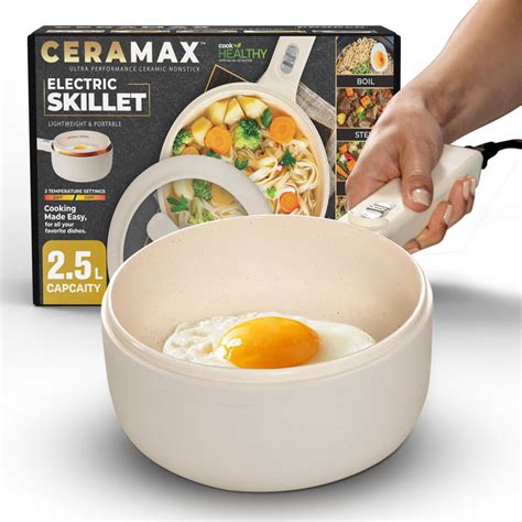 Ceramax Electric Hot Pot Litres Nonstick Ceramic Skillet Pan Mini Cooker With Lid Steamer