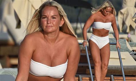 Jennifer Ellison Flaunts Her Toned Figure In A Strapless White Bikini As She Enjoys Some