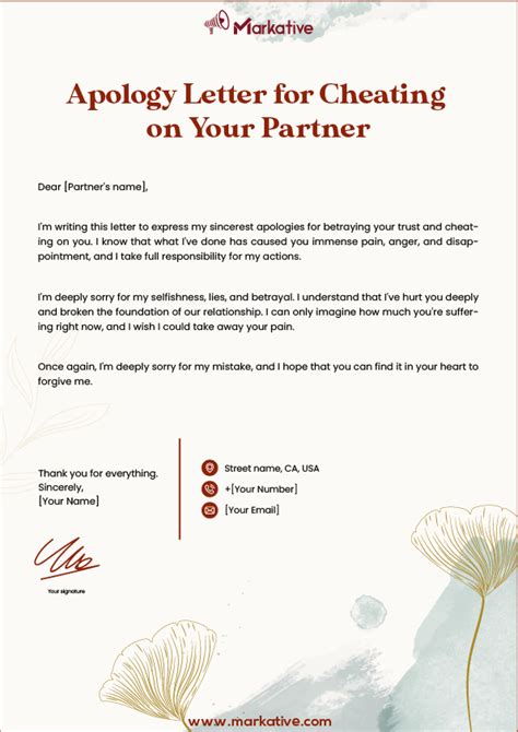 Best Apology Letter for Betrayed Trust: 9 Ready Samples - Markative