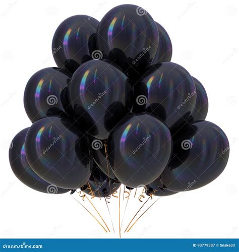 Black Balloons Happy Birthday Party Decoration Dark Glossy Stock ...