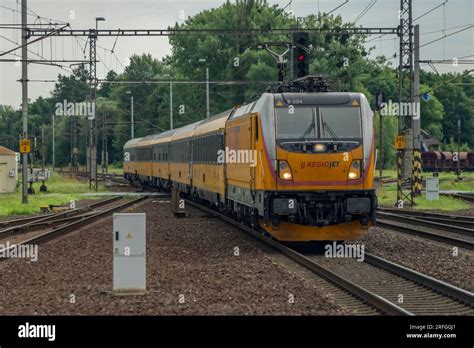 Train In Color Summer Cloudy Hot Day In Studenka CZ Stock Photo Alamy