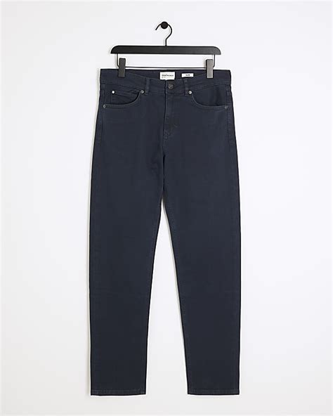 Dark Blue Slim Fit Jeans River Island