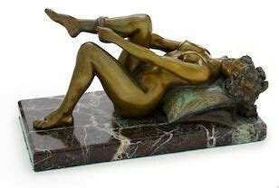 LOUIS CHALON FRENCH Recumbent Female Nude Art Nouveau Figure Nude Art Modern