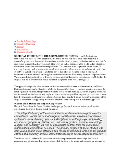 National Curriculum Standards for Social Studies - National Curriculum