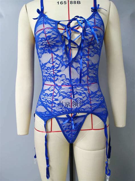 New Deep V Hollow Lace Flower Lace Outer Wear And Inner One Piece Bodysuit Lingerie Lingerie