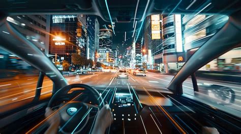 Premium Photo | Highspeed car driving through city streets A dynamic ...