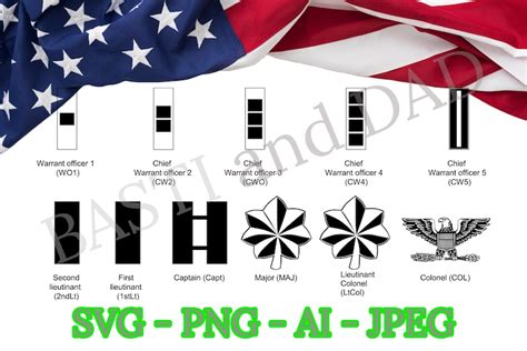 Us Army Enlisted And Officer Ranks Svg Png Ai And Jpeg Etsy